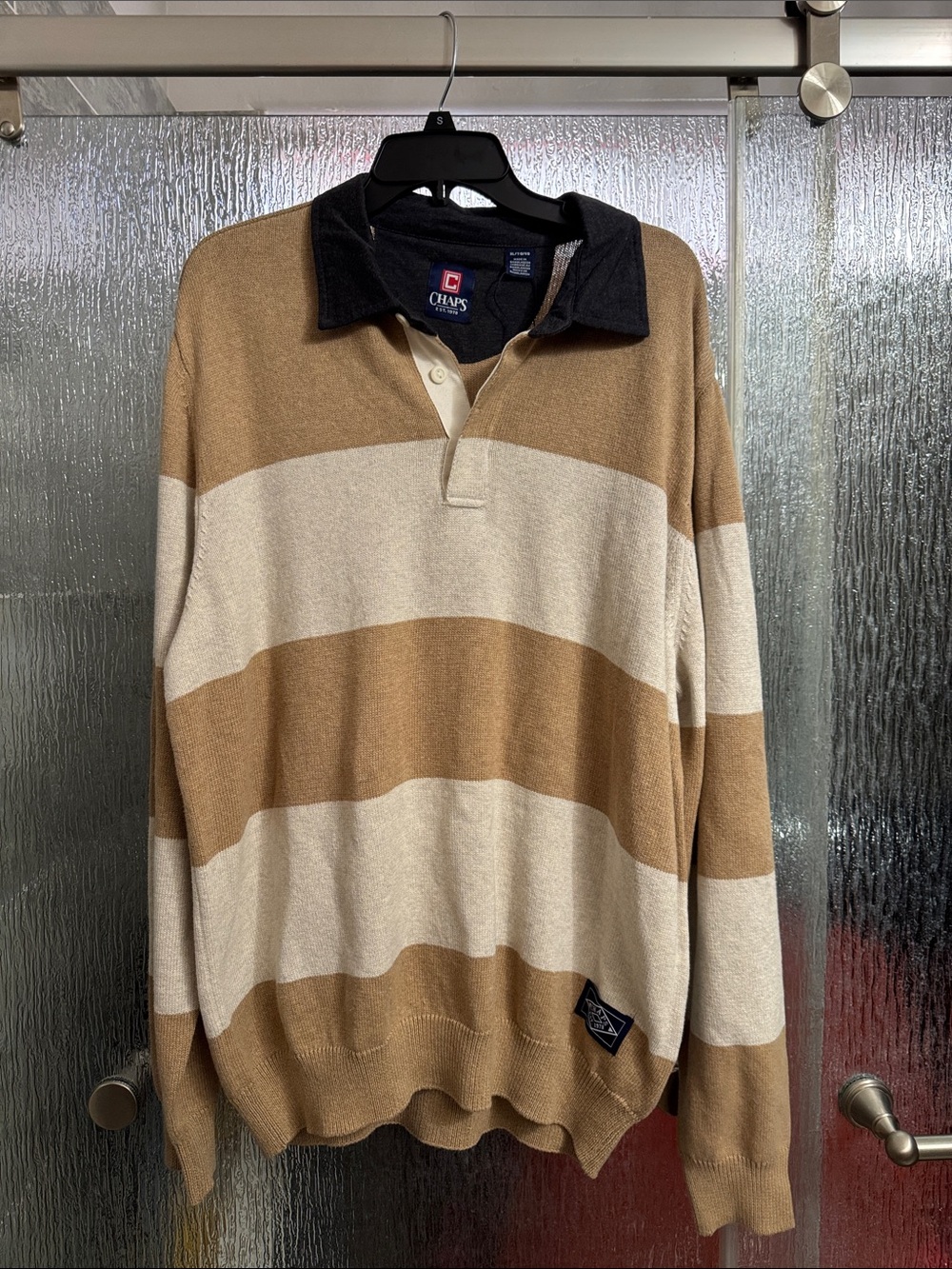 Chaps Men’s Striped V-Neck Rugby Sweater